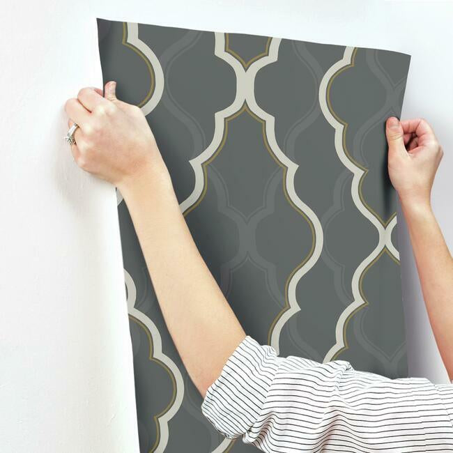 double-damask-wallpaper-verveblack-york-wallcoverings-ci2395 - York Wallcoverings Wallpaper