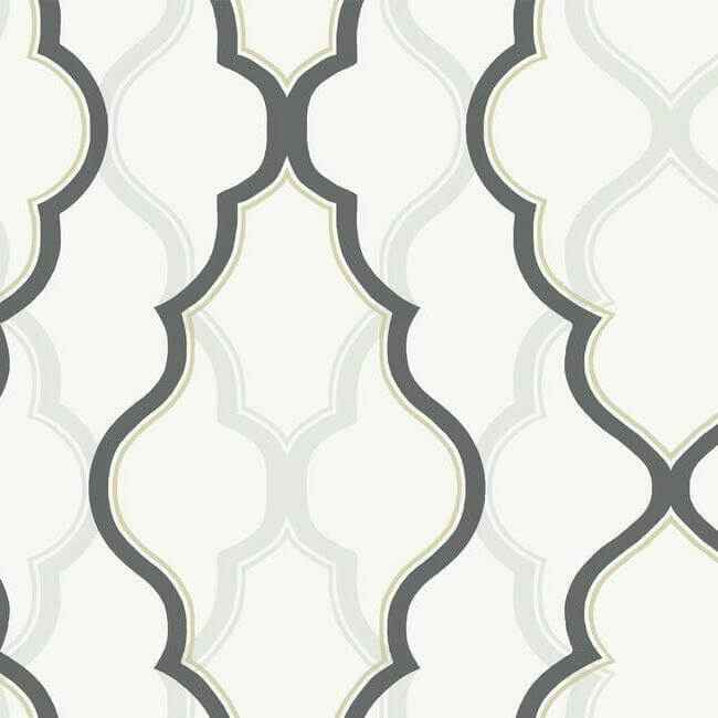 Double Damask White & Black Wallpaper - York Wallcoverings - CI2391