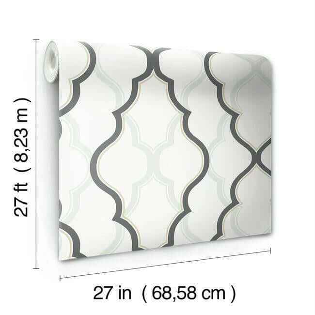 Double Damask White & Black Wallpaper - York Wallcoverings - CI2391 - York Wallcoverings Wallpaper