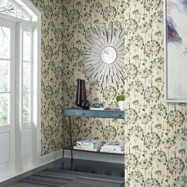 Flourish Teal Wallpaper - York Wallcoverings - CN2100