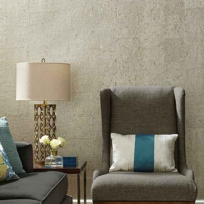 Cork Warm Silver Wallpaper - York Wallcoverings - DL2963 - York Wallcoverings Wallpaper