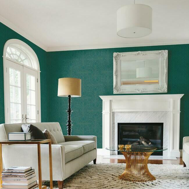 cabaret-wallpaper-peacockdeep-emerald-york-wallcoverings-ca1505 - York Wallcoverings Wallpaper