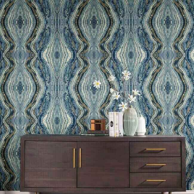 Kaleidoscope Blue Wallpaper - York Wallcoverings - BH8398 - York Wallcoverings Wallpaper