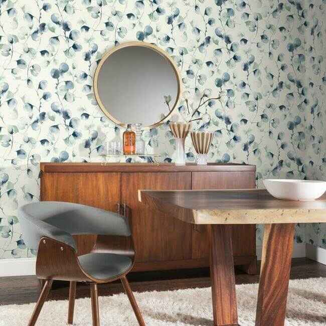 Eucalyptus Trail Wallpaper Blue - York Wallcoverings - OG0593 - York Wallcoverings Wallpaper