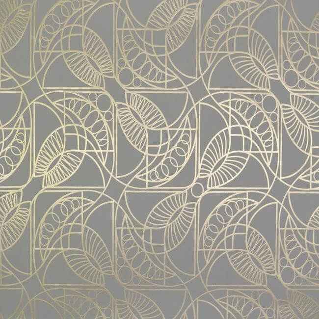 Cartouche Grey & Gold Wallpaper - York Wallcoverings - NW3525 - York Wallcoverings Wallpaper