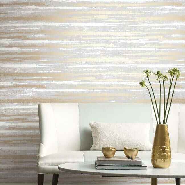 Atmosphere Grey & Gold Wallpaper - York Wallcoverings - NW3540 - York Wallcoverings Wallpaper