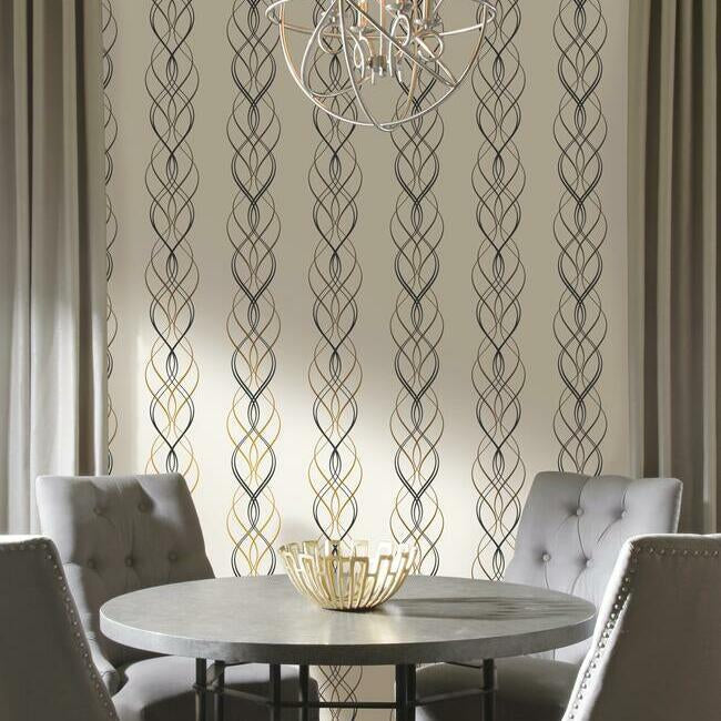 aurora-wallpaper-blackwhitegold-york-wallcoverings-nw3548 - York Wallcoverings Wallpaper