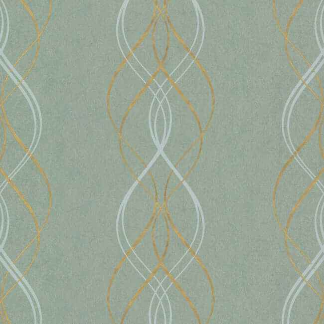 Aurora Blue & Gold Wallpaper - York Wallcoverings - NW3551