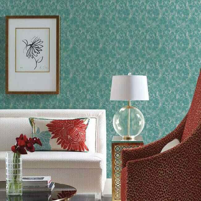Feathers Wallpaper Tealgreen - York Wallcoverings - Y6230105 - York Wallcoverings Wallpaper
