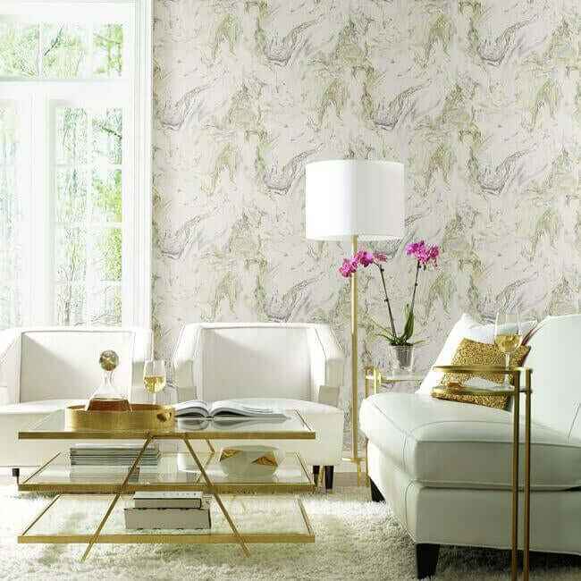 Oil & Marble Black Wallpaper - York Wallcoverings - Y6231201 - York Wallcoverings Wallpaper