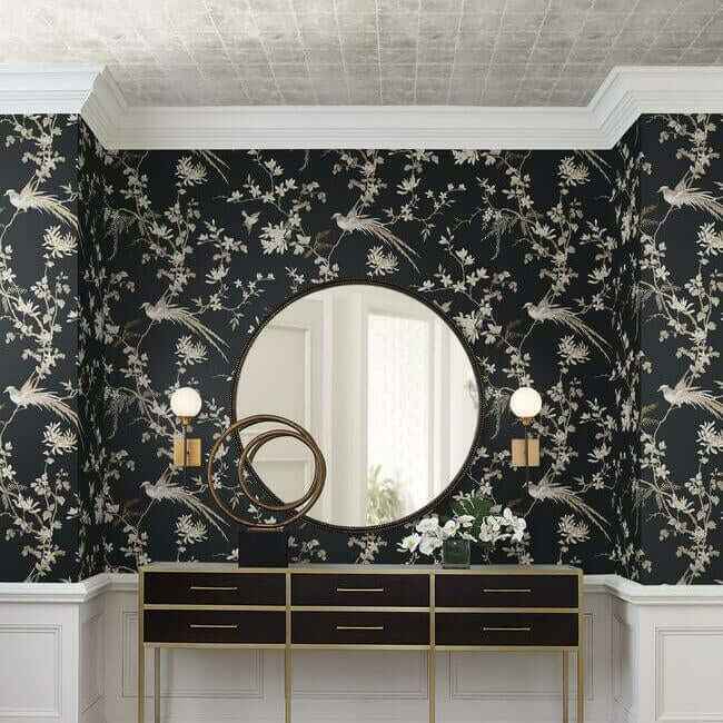 Metal Leaf Squares Black Wallpaper - York Wallcoverings - KT2101 - York Wallcoverings Wallpaper