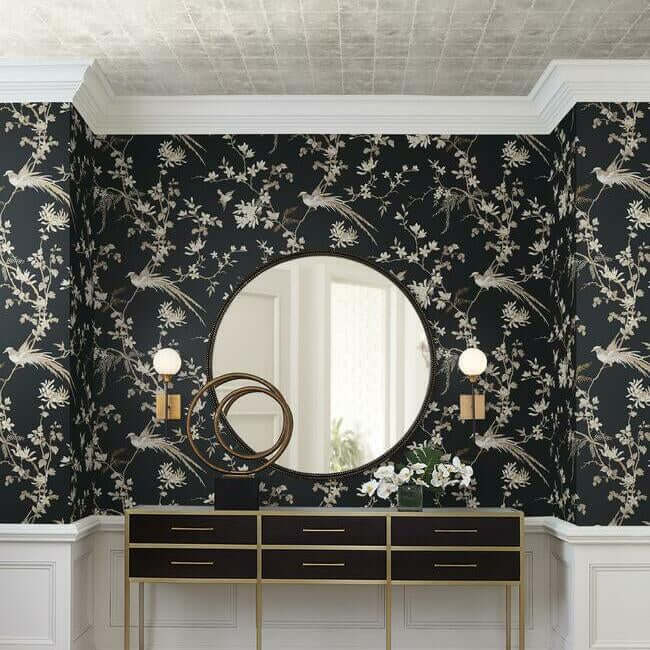 metal-leaf-squares-black-wallpaper-york-wallcoverings-kt2101 - York Wallpaper Wallpaper