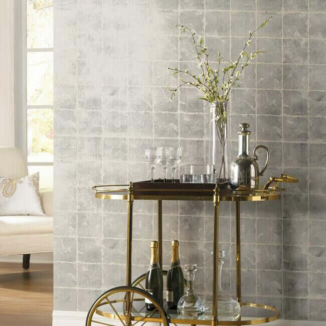 metal-leaf-squares-black-wallpaper-york-wallcoverings-kt2101 - York Wallpaper Wallpaper