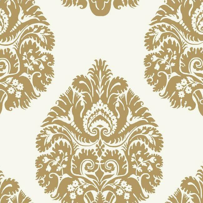 teardrop-damask-gold-wallpaper-york-wallcoverings-kt2141 - York Wallcoverings Wallpaper