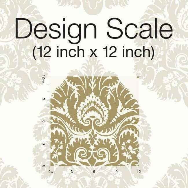 Teardrop Damask Gold Wallpaper - York Wallcoverings - KT2141 - York Wallcoverings Wallpaper