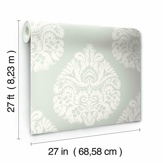 teardrop-damask-light-grey-wallpaper-york-wallcoverings-kt2145 - York Wallcoverings Wallpaper