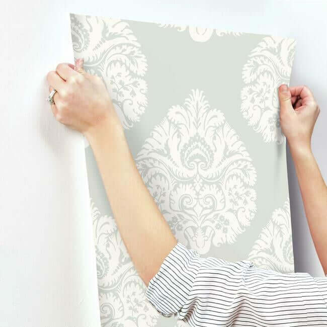 teardrop-damask-light-grey-wallpaper-york-wallcoverings-kt2145 - York Wallpaper Wallpaper