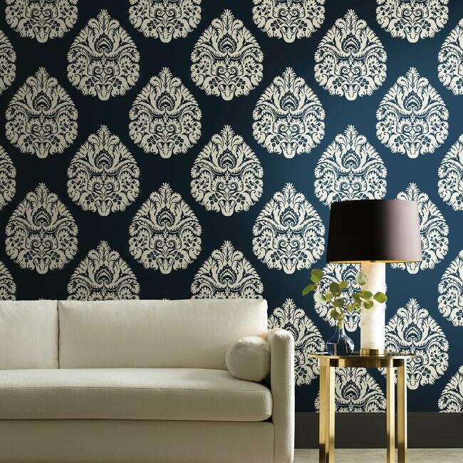 teardrop-damask-wallpaper-navy-york-wallcoverings-kt2143