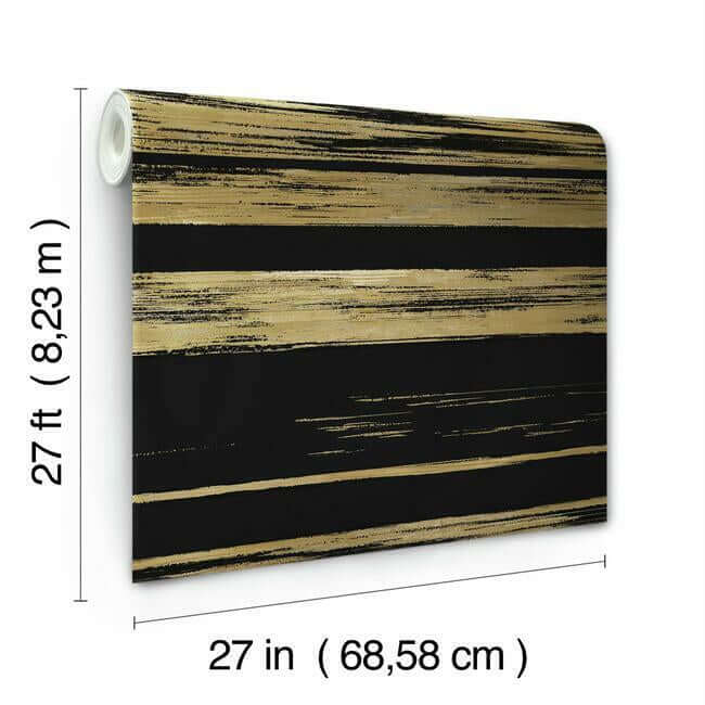 horizontal-dry-brush-wallpaper-blackgold-york-wallcoverings-kt2151 - York Wallcoverings Wallpaper