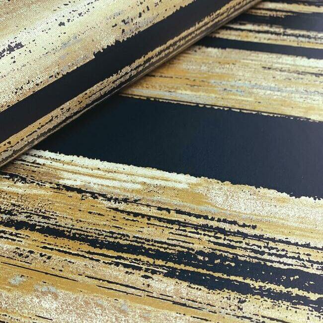 horizontal-dry-brush-wallpaper-blackgold-york-wallcoverings-kt2151 - York Wallcoverings Wallpaper