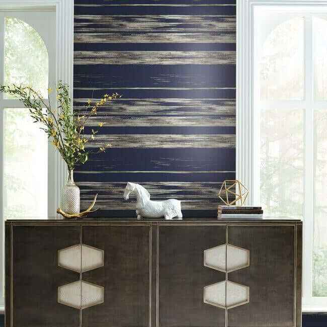Horizontal Dry Brush Navy Wallpaper - York Wallcoverings - KT2154 - York Wallcoverings Wallpaper