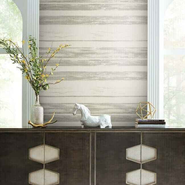 Horizontal Dry Brush White & Grey Wallpaper - York Wallcoverings - KT2155 - York Wallcoverings Wallpaper