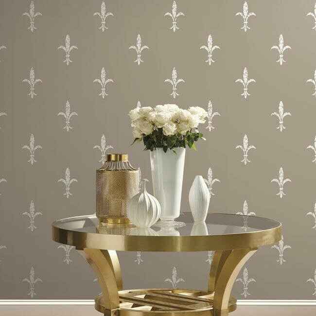 Fleur De Lis Cream Wallpaper - York Wallcoverings - KT2195 - York Wallcoverings Wallpaper