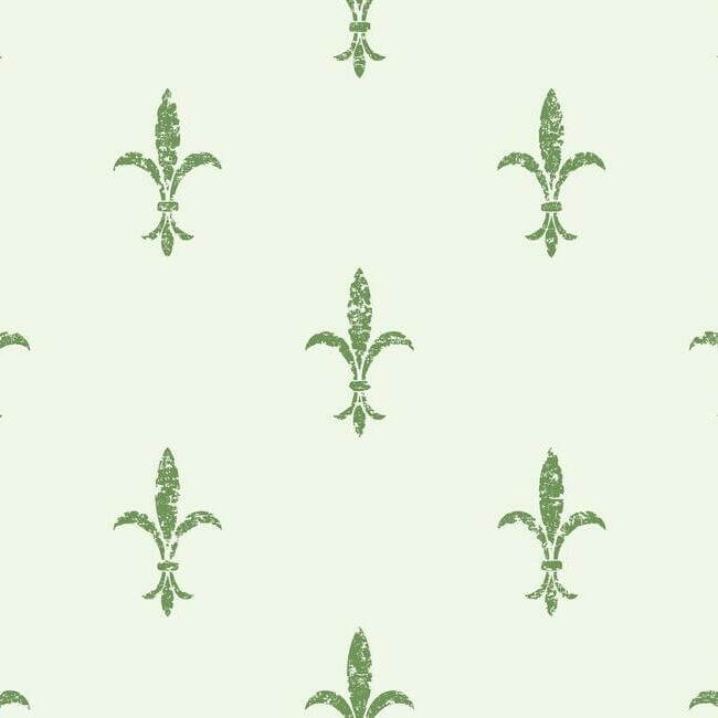fleur-de-lis-white-green-wallpaper-york-wallcoverings-kt2194 - York Wallcoverings Papel pintado