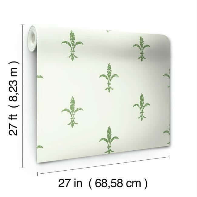 fleur-de-lis-white-green-wallpaper-york-wallcoverings-kt2194 - York Wallcoverings Papel pintado