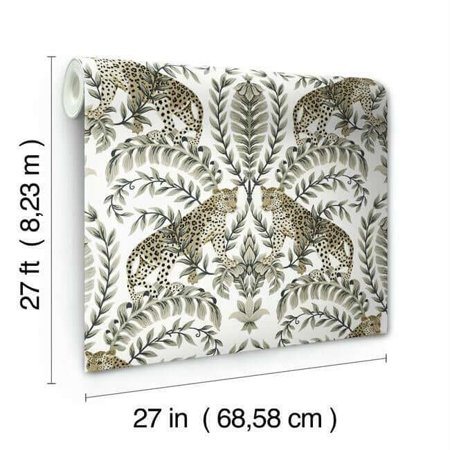 jungle-leopard-wallpaper-whiteblack-york-wallcoverings-kt2202 - York Wallcoverings Wallpaper