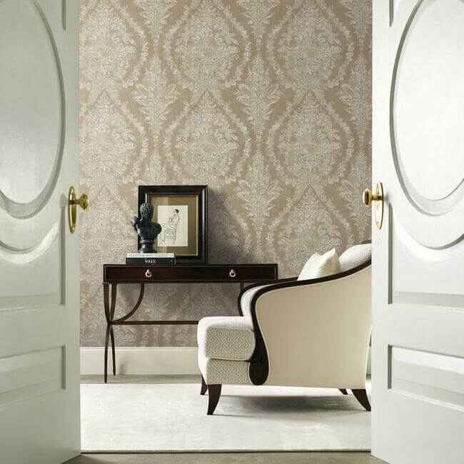 Charleston Damask Bronze Wallpaper - York Wallcoverings - KT2217 - York Wallcoverings Wallpaper