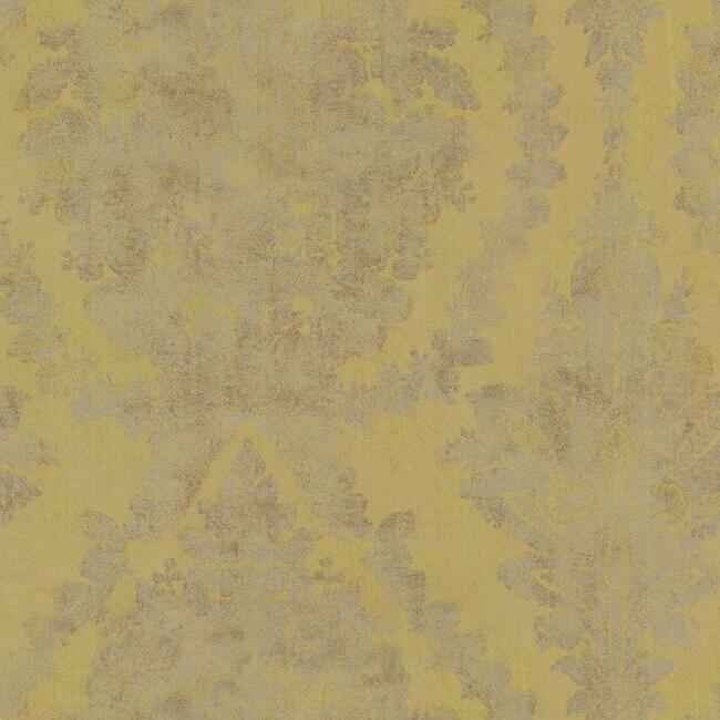 Charleston Damask Yellow Wallpaper - York Wallcoverings - HS7956 - York Wallcoverings Wallpaper