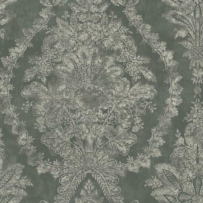 charleston-damask-wallpaper-grey-york-wallcoverings-kt2216 - York Wallcoverings Wallpaper