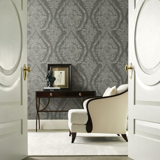 charleston-damask-wallpaper-grey-york-wallcoverings-kt2216 - York Wallcoverings Wallpaper