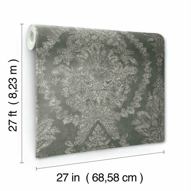 charleston-damask-wallpaper-grey-york-wallcoverings-kt2216 - York Wallcoverings Wallpaper