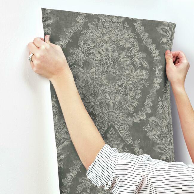 charleston-damask-wallpaper-grey-york-wallcoverings-kt2216 - York Wallcoverings Wallpaper