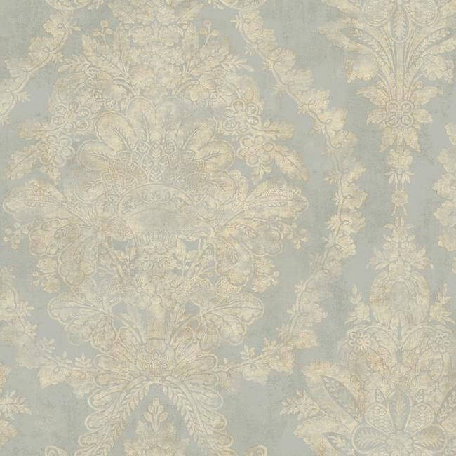charleston-damask-silver-wallpaper-york-wallcoverings-pm9309 - York Wallpaper Wallpaper