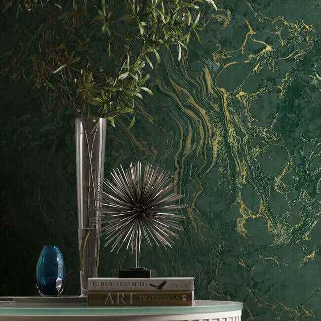 Polished Marble Green Wallpaper - York Wallcoverings - KT2222