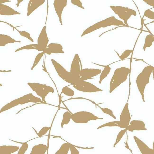 Persimmon Leaf Wallpaper Goldwhite - York Wallcoverings - AF6511 - York Wallcoverings Wallpaper