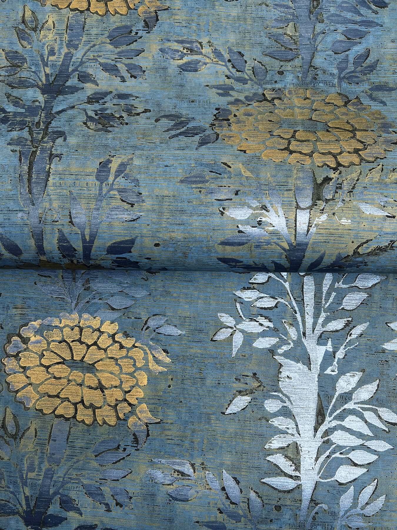 french-marigold-denim-gold-wallpaper-york-wallcoverings-af6520 - York Wallpaper Wallpaper
