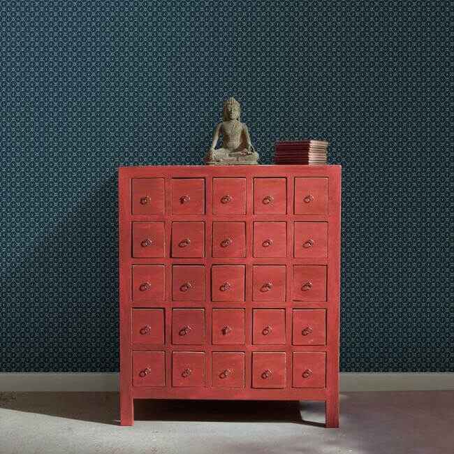 Fretwork Blue Wallpaper - York Wallcoverings - AF6528