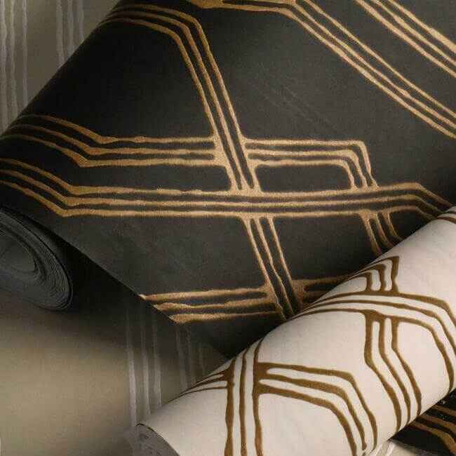 Oriental Lattice Wallpaper Blackgold - York Wallcoverings - AF6562 - York Wallcoverings Wallpaper