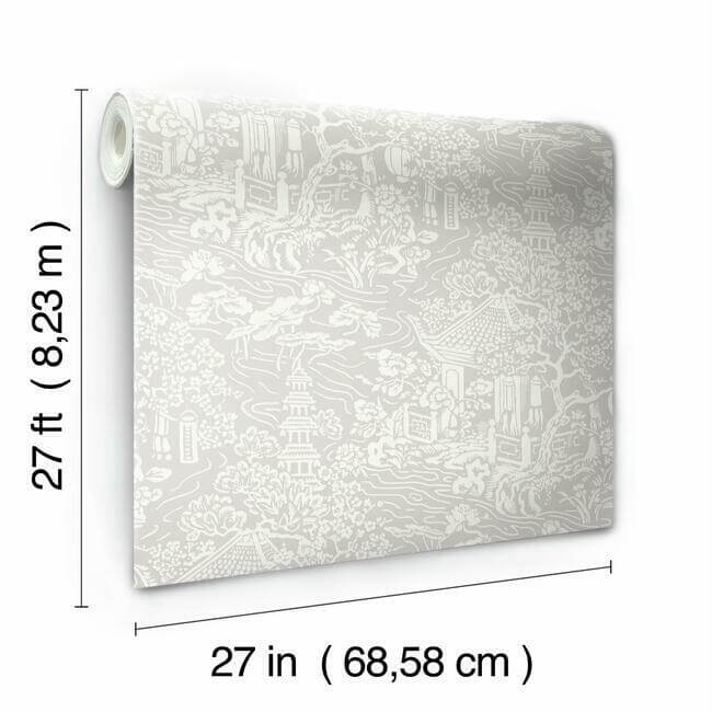 chinoiserie-wallpaper-light-grey-york-wallcoverings-af6573 - York Wallcoverings Wallpaper