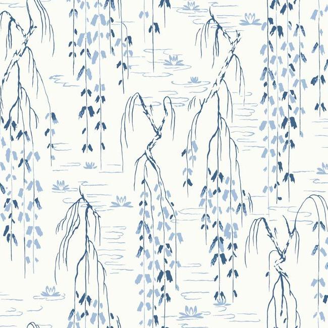 willow-branches-wallpaper-whiteblue-york-wallcoverings-af6582 - York Wallcoverings Wallpaper