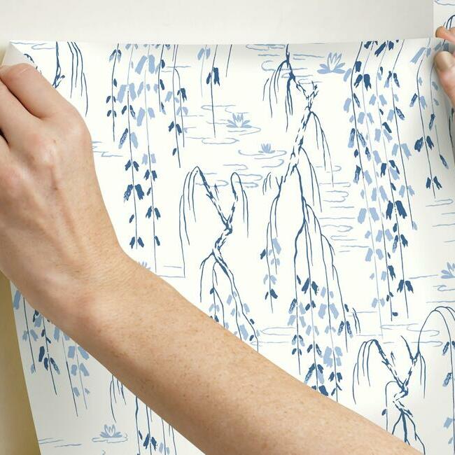 willow-branches-wallpaper-whiteblue-york-wallcoverings-af6582 - York Wallcoverings Wallpaper
