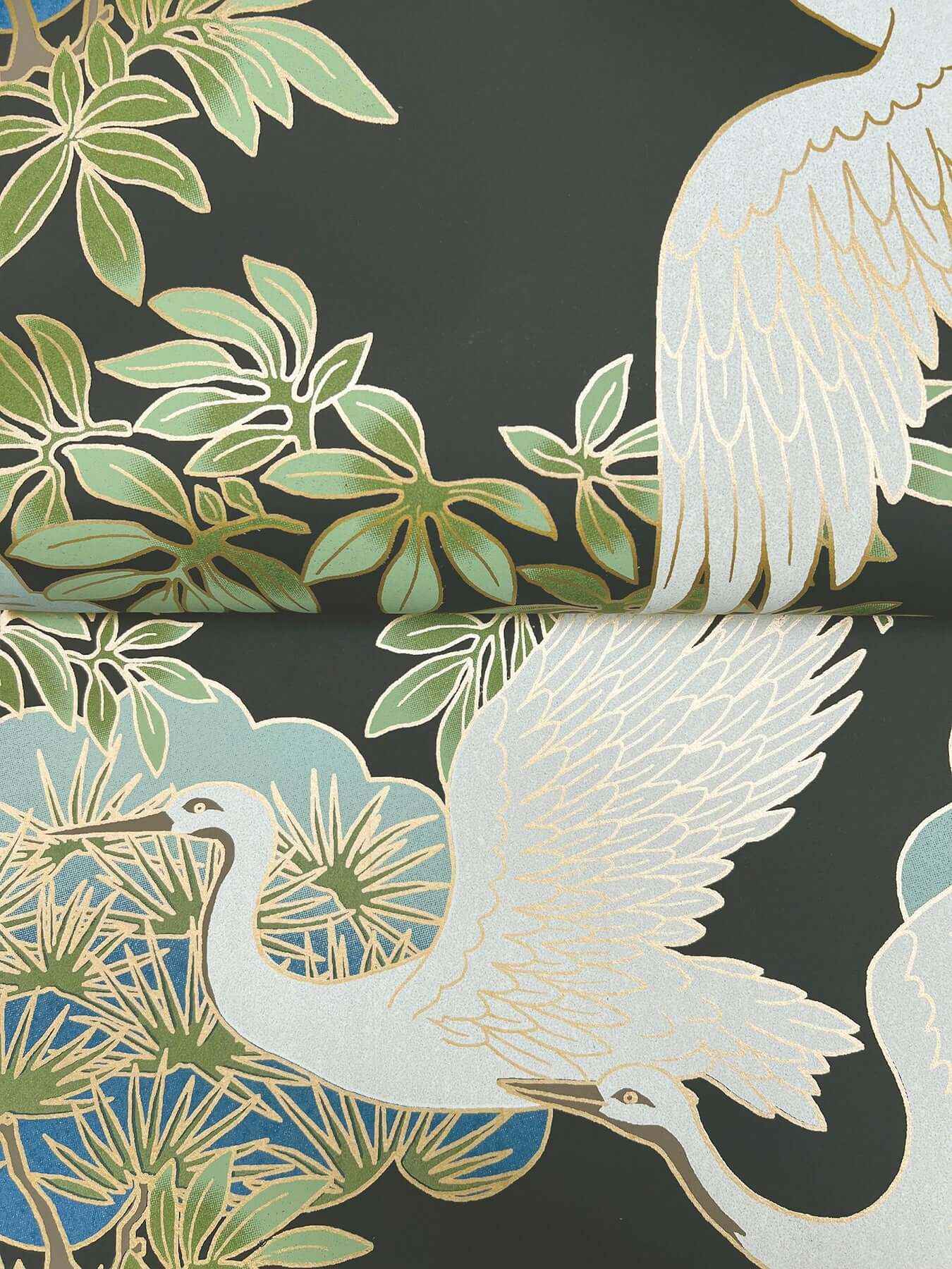Sprig & Heron Black Wallpaper - York Wallcoverings - AF6593 - York Wallcoverings Wallpaper
