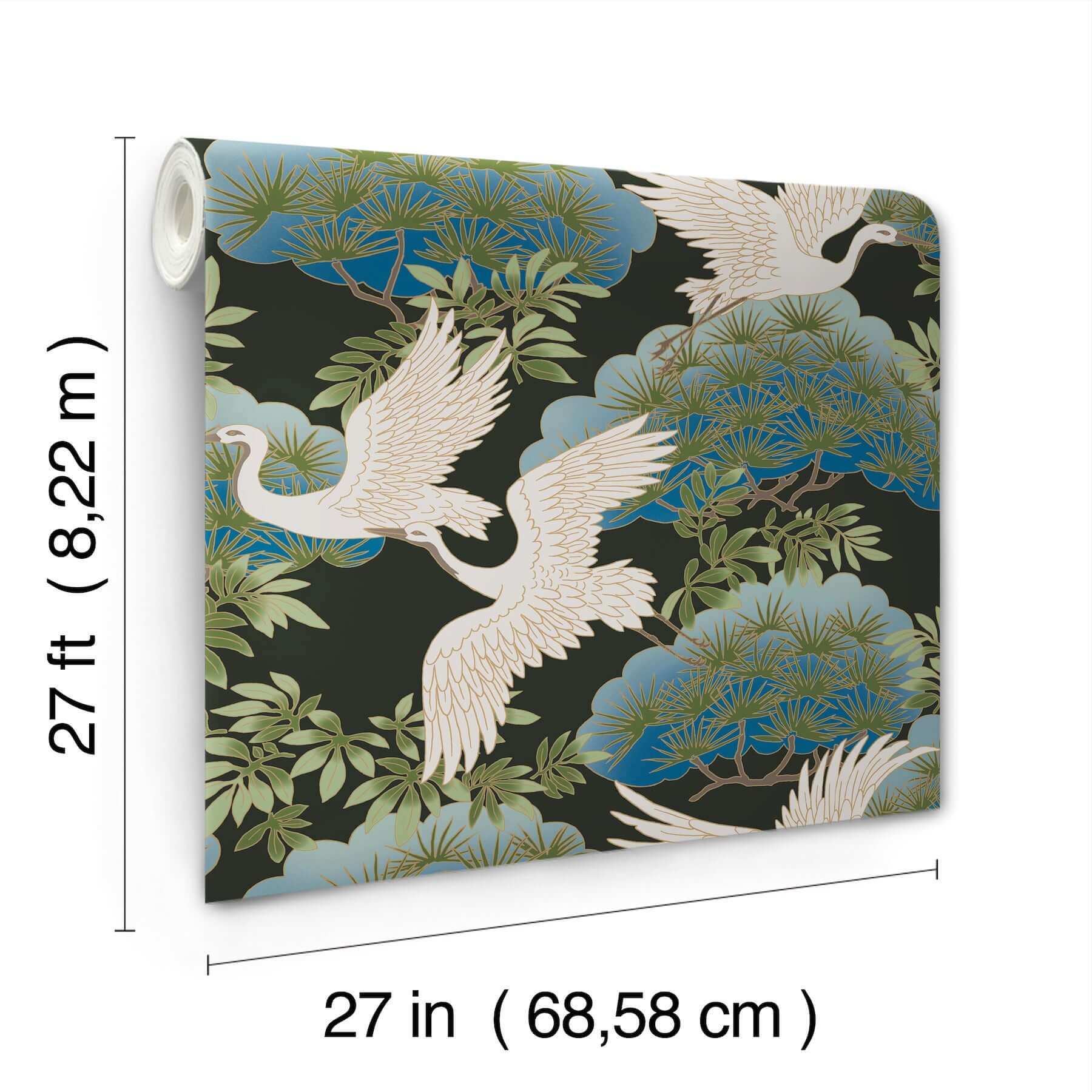 sprig-heron-wallpaper-black-york-wallcoverings-af6593 - York Wallcoverings Wallpaper