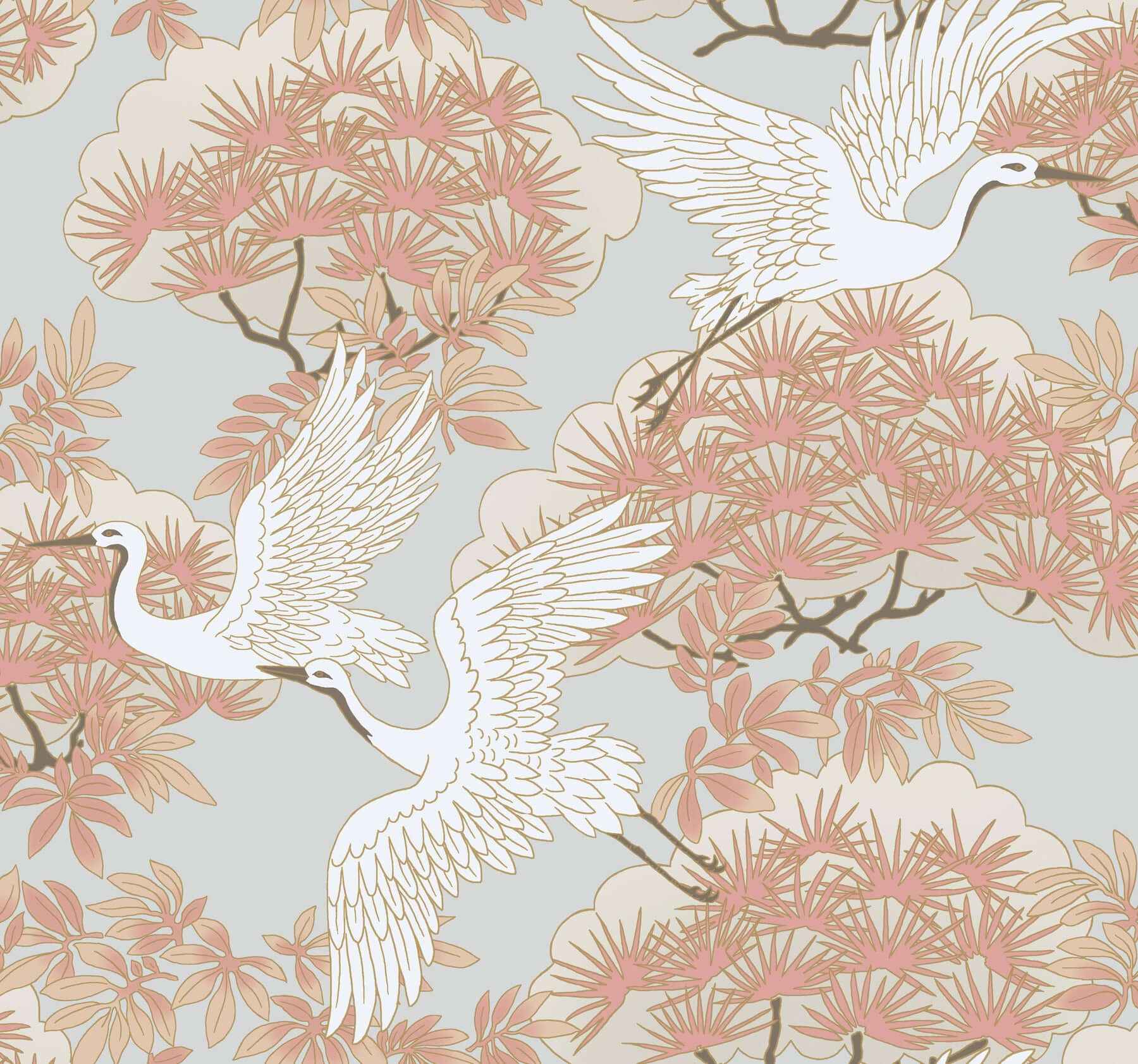 Sprig & Heron Coral Wallpaper - York Wallcoverings - AF6590 - York Wallcoverings Wallpaper