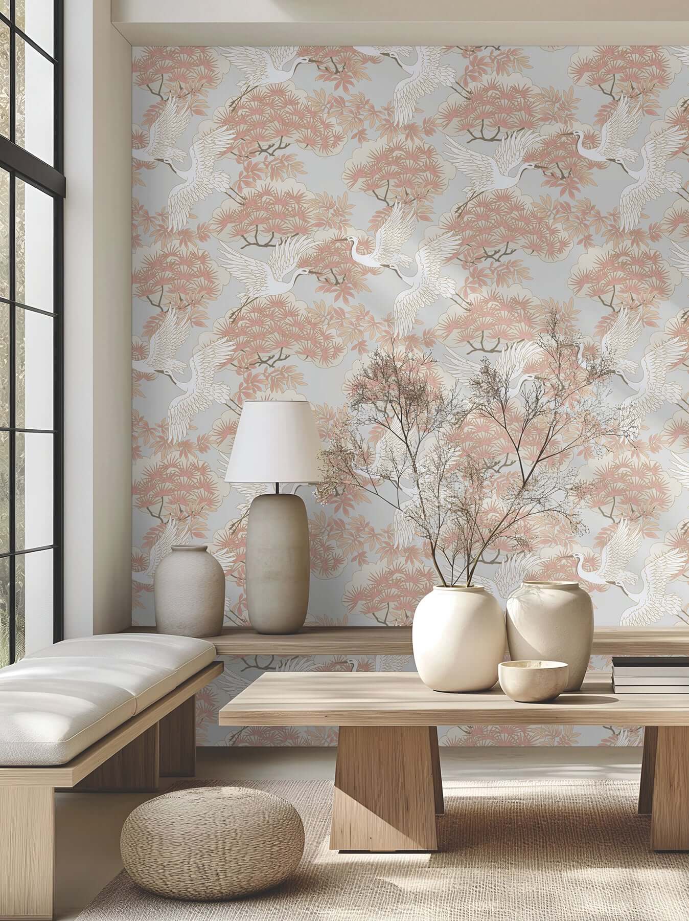 sprig-heron-coral-wallpaper-york-wallcoverings-af6590 - York Wallpaper Wallpaper