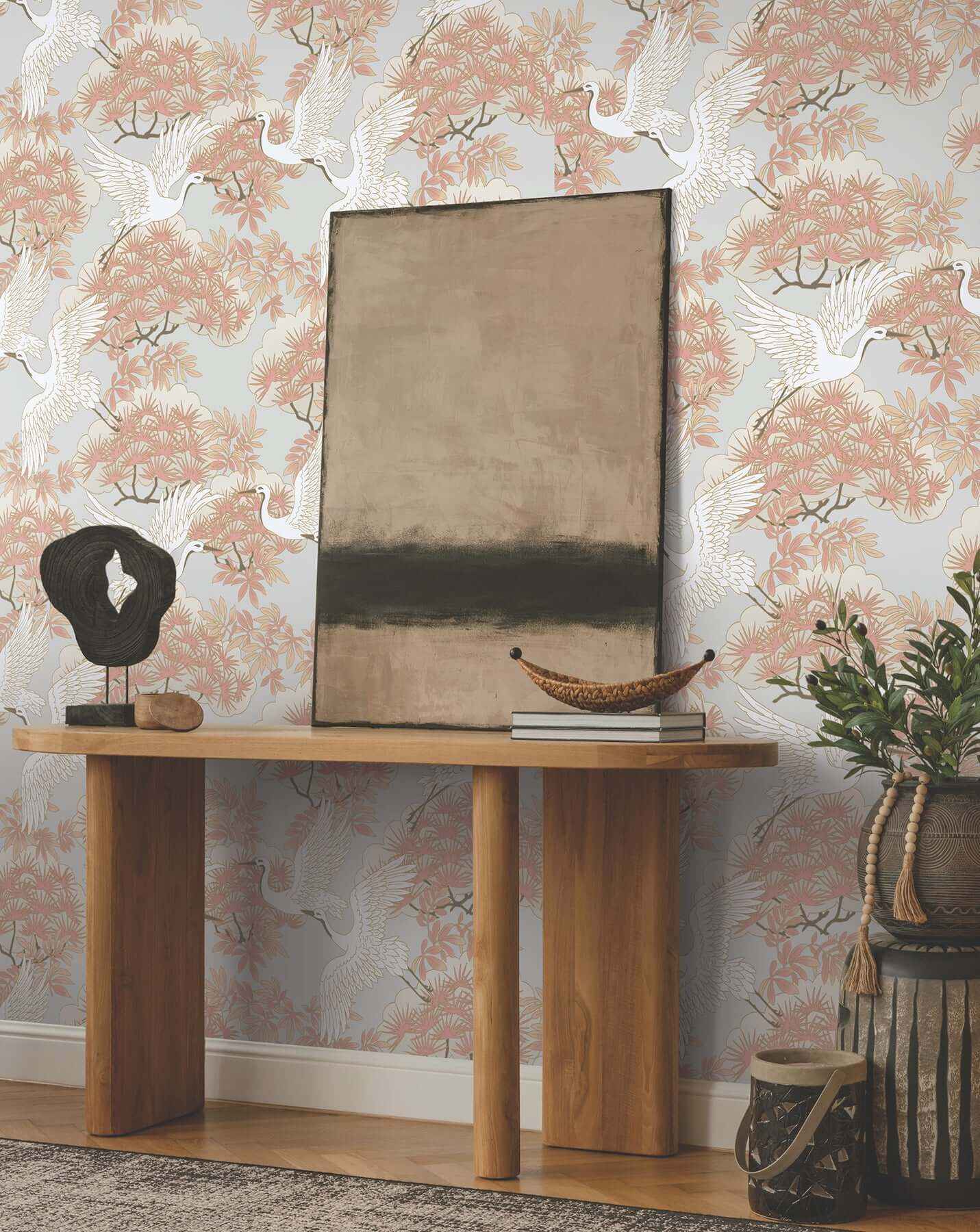 Sprig & Heron Coral Wallpaper - York Wallcoverings - AF6590 - York Wallcoverings Wallpaper
